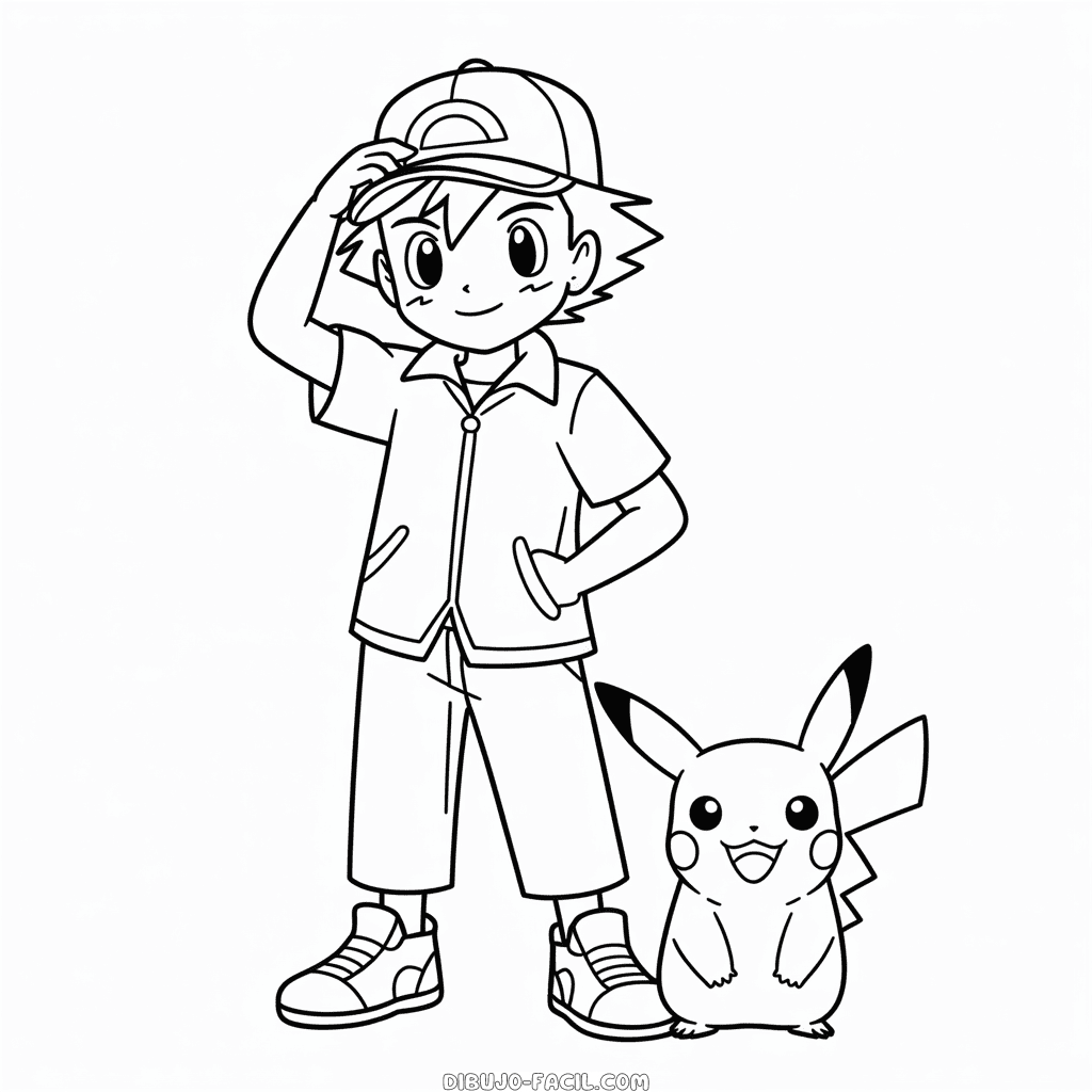 Dibujo Fácil de Ash y Pikachu