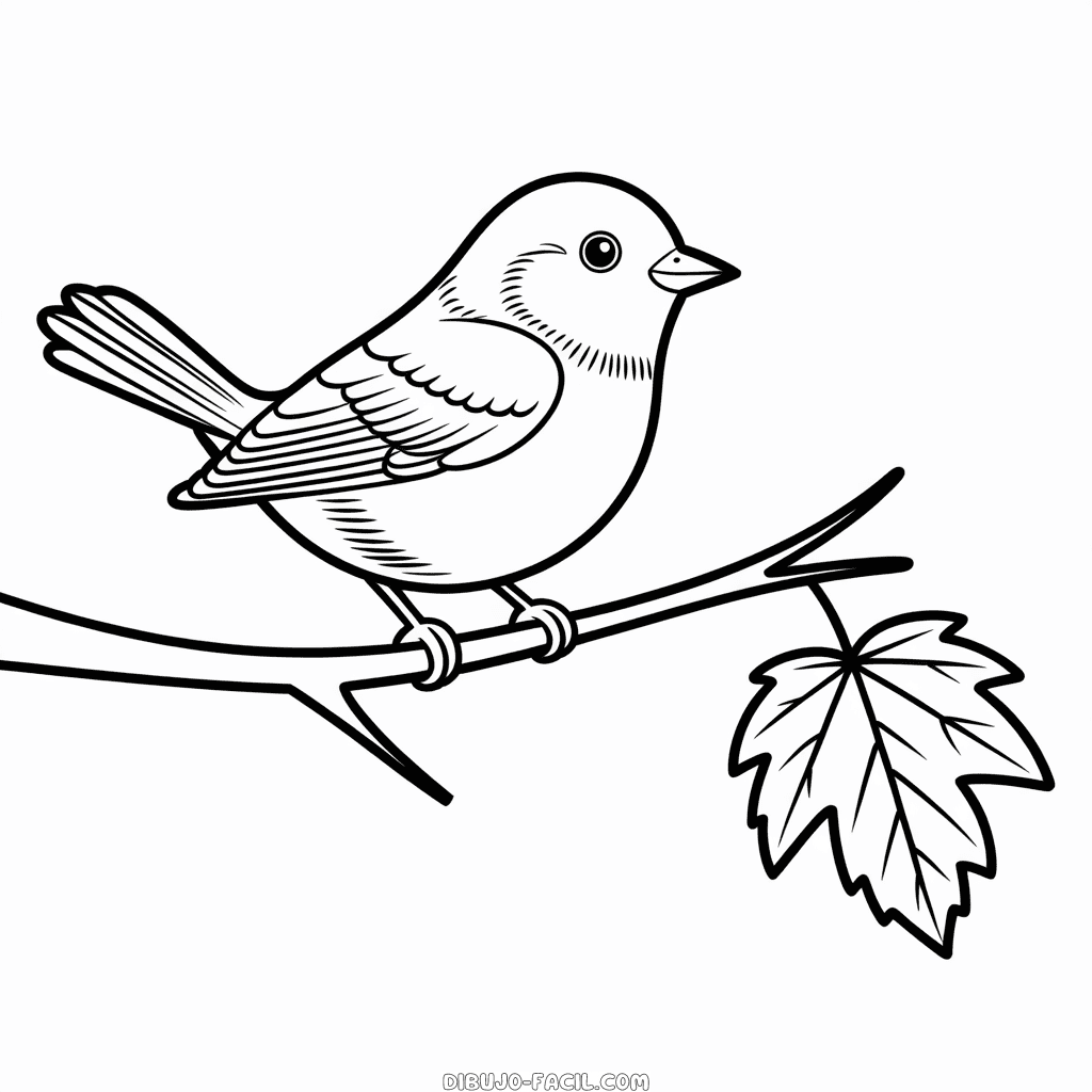 Dibujo Fácil de Ave de Otoño