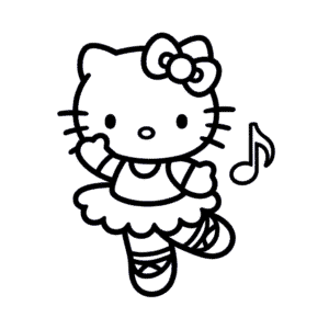 Dibujo Fácil de Bailarina Hello Kitty