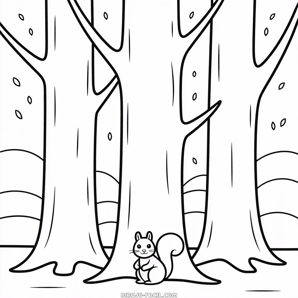 Dibujo Fácil de Bosque en Otoño