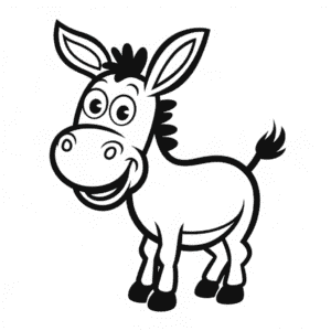 Dibujo Fácil de Burro de Dibujos Animados