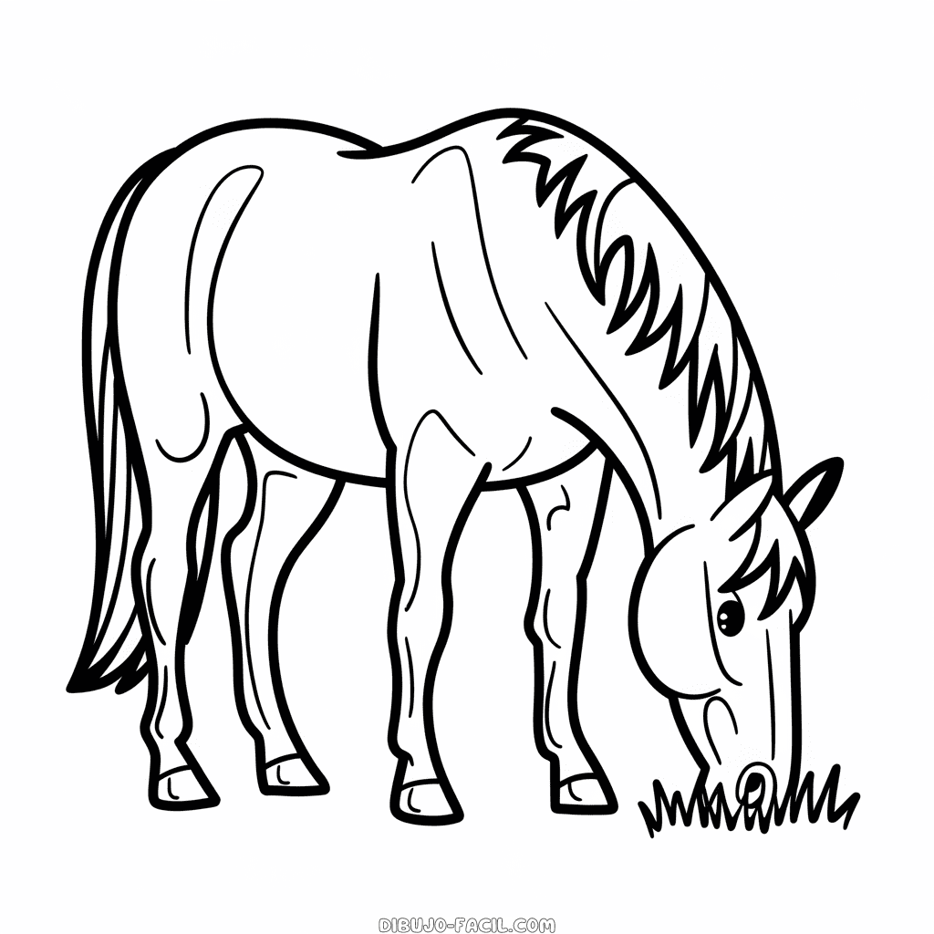 Dibujo Fácil de Caballo comiendo