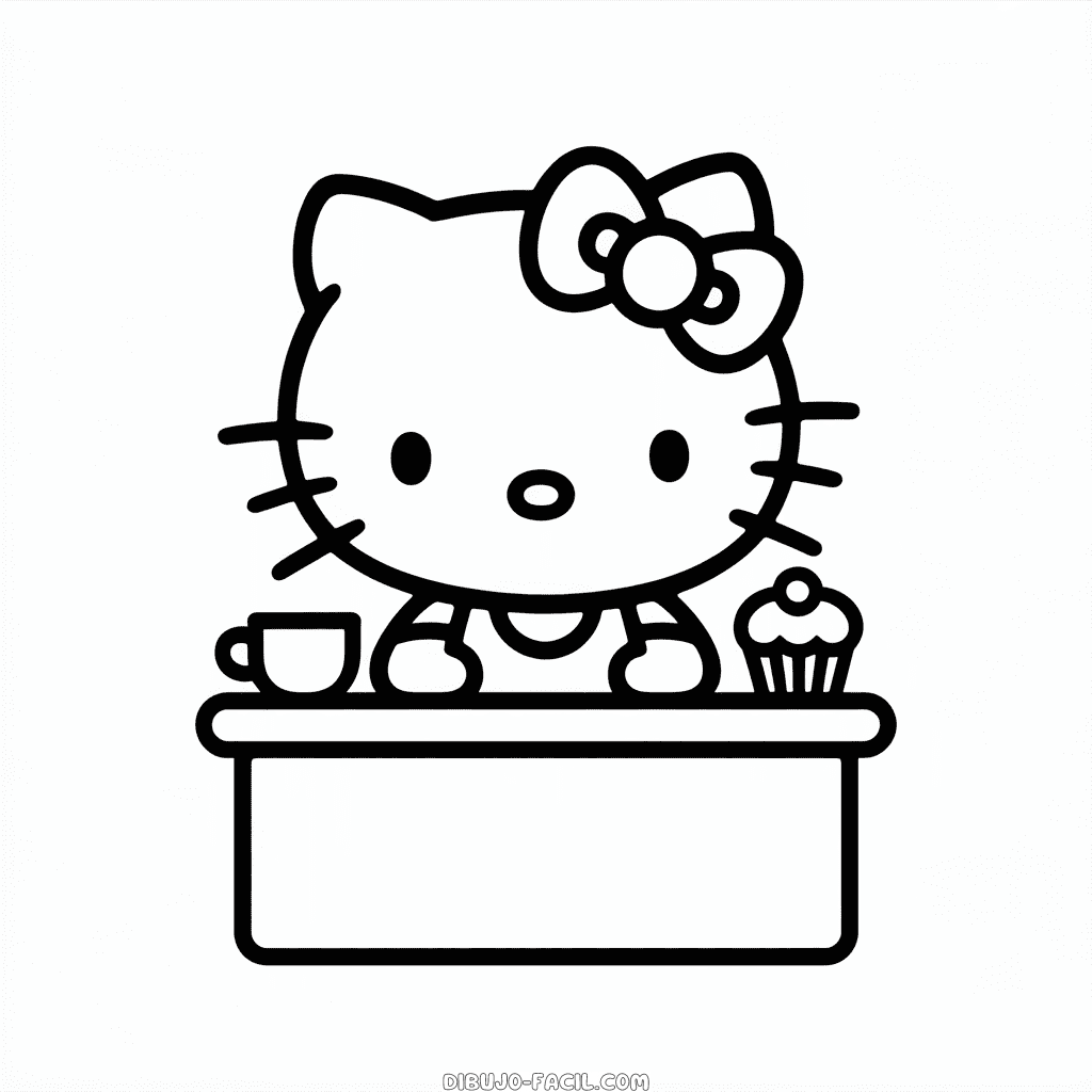 Dibujo Fácil de Café Hello Kitty