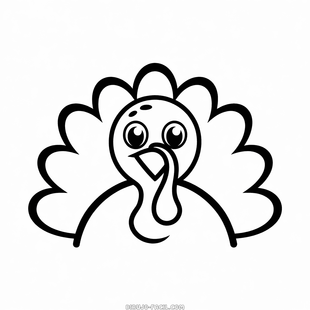 Dibujo Fácil de Cara de Pavo