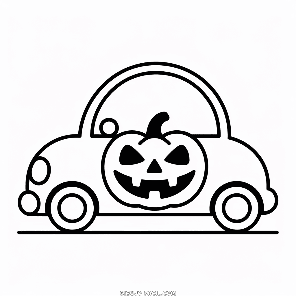 Dibujo Fácil de Coche de Halloween