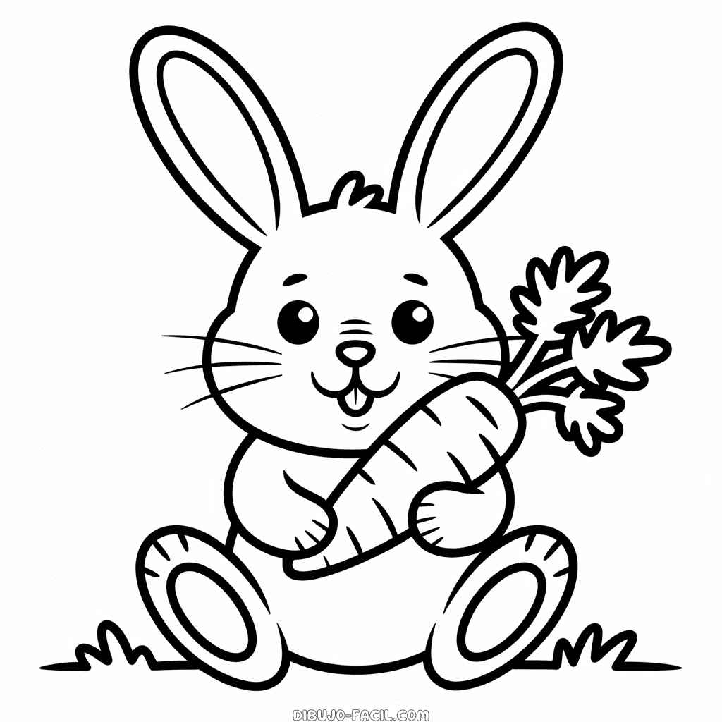 Dibujo Fácil de Conejo en Otoño