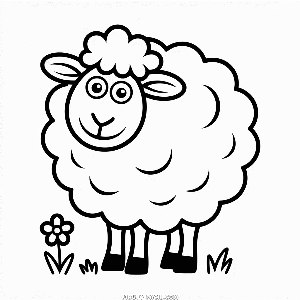 Dibujo Fácil de Divertida Oveja de Dibujos Animados