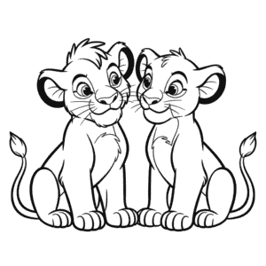 Dibujo Fácil de El Rey León Simba y Nala