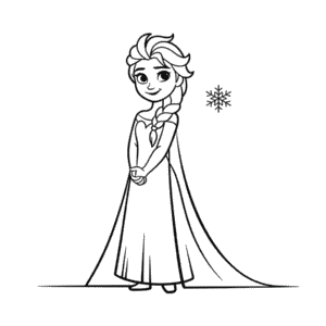 Dibujo Fácil de Elsa en Blanco y Negro