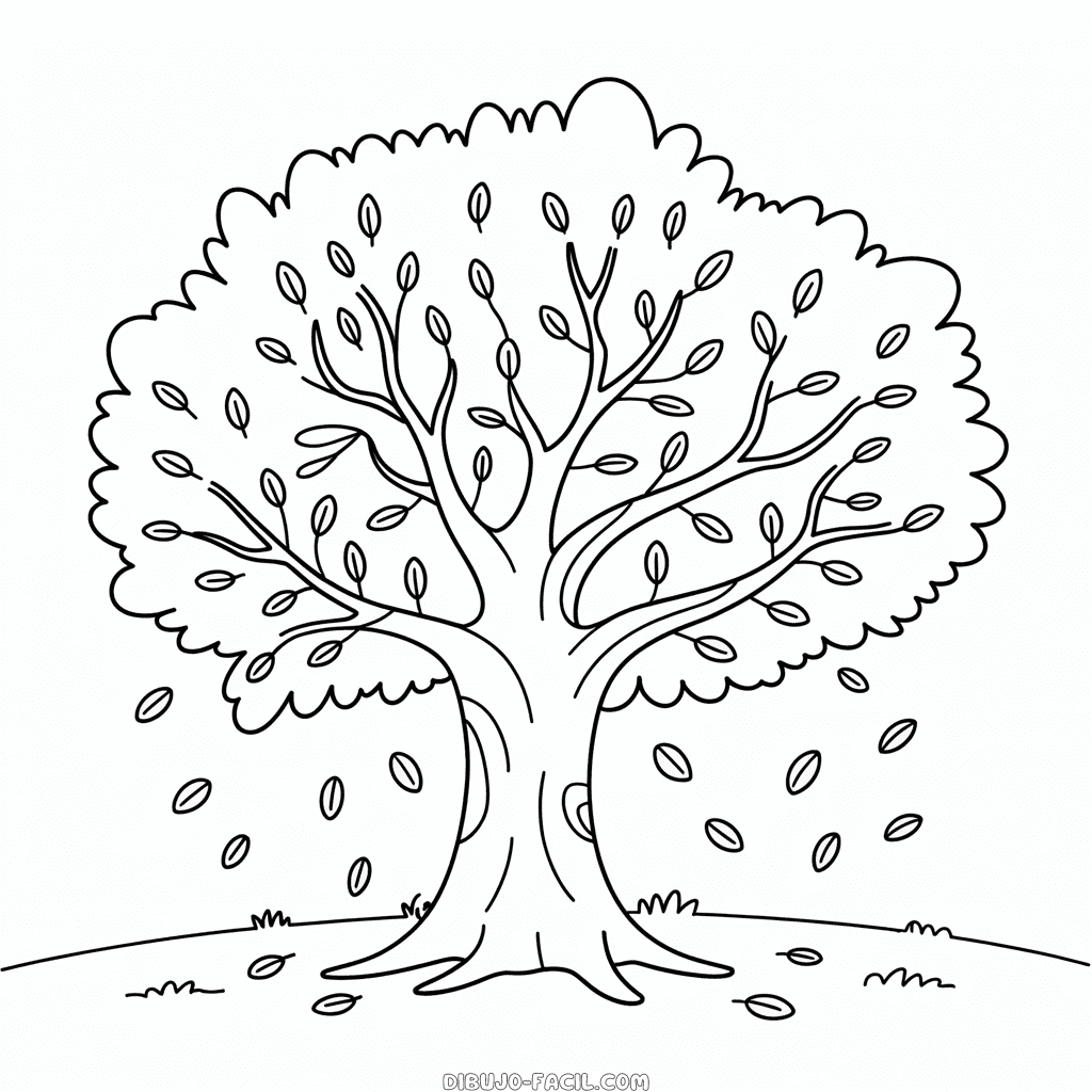 Dibujo Fácil de Escena de Otoño