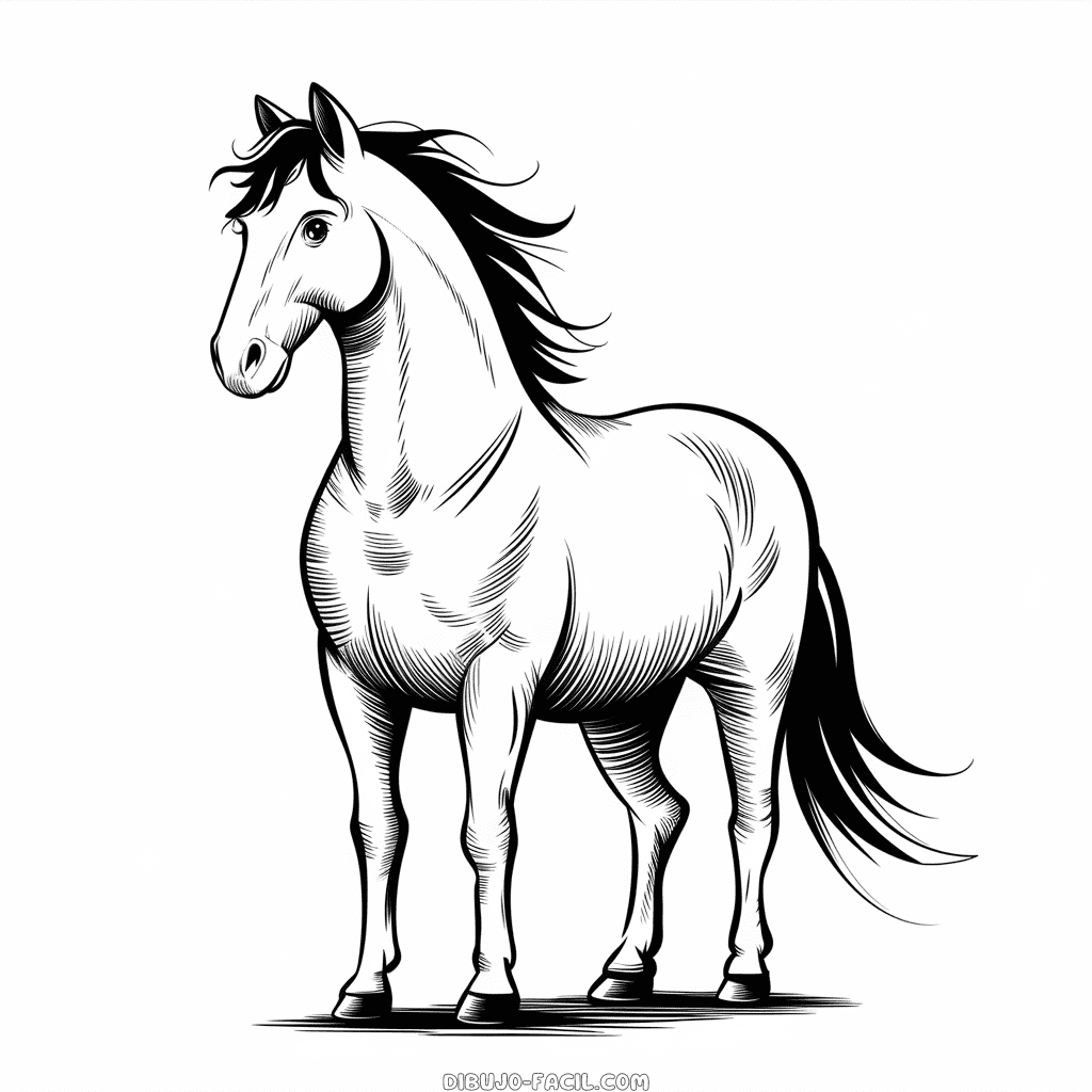 Dibujo Fácil de Estilo de Lápiz de Caballo