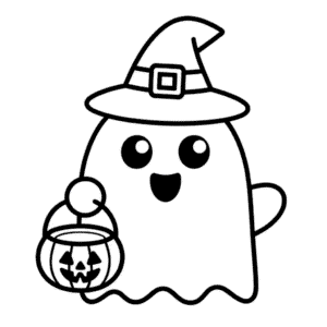 Dibujo Fácil de Fantasma Feliz de Halloween