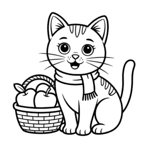 Dibujo Fácil de Gato Otoñal