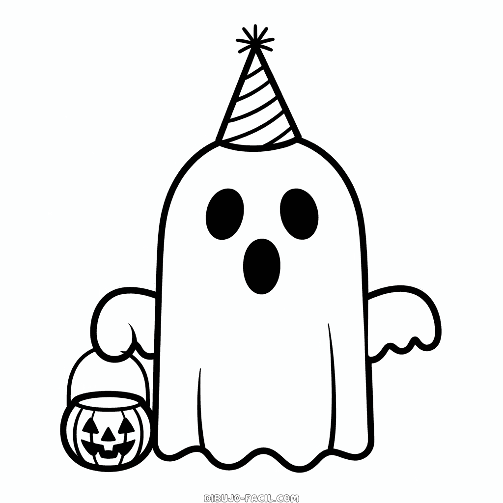 Dibujo Fácil de Halloween en Negro y Blanco