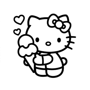 Dibujo Fácil de Hello Kitty Comiendo Helado