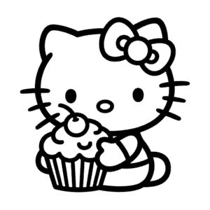 Dibujo Fácil de Hello Kitty y Cupcake
