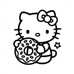 Dibujo Fácil de Hello Kitty y Donut