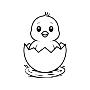 Dibujo Fácil de Lindo Pollito en huevo
