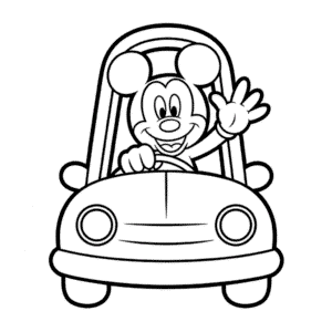Dibujo Fácil de Mickey en Coche