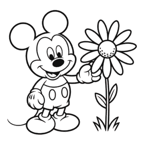 Dibujo Fácil de Mickey Mouse y Flor