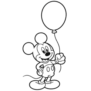 Dibujo Fácil de Mickey Sosteniendo Globo