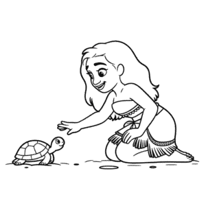 Dibujo Fácil de Moana con Tortuga