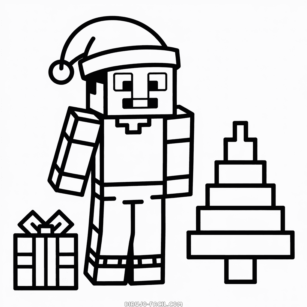 Dibujo Fácil de Navidad Minecraft