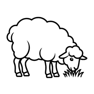 Dibujo Fácil de Oveja Comiendo Hierba