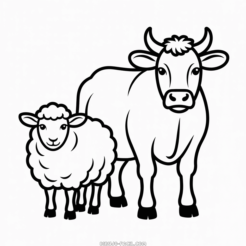 Dibujo Fácil de Ovejas y Ganado