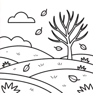 Dibujo Fácil de Paisaje de Otoño