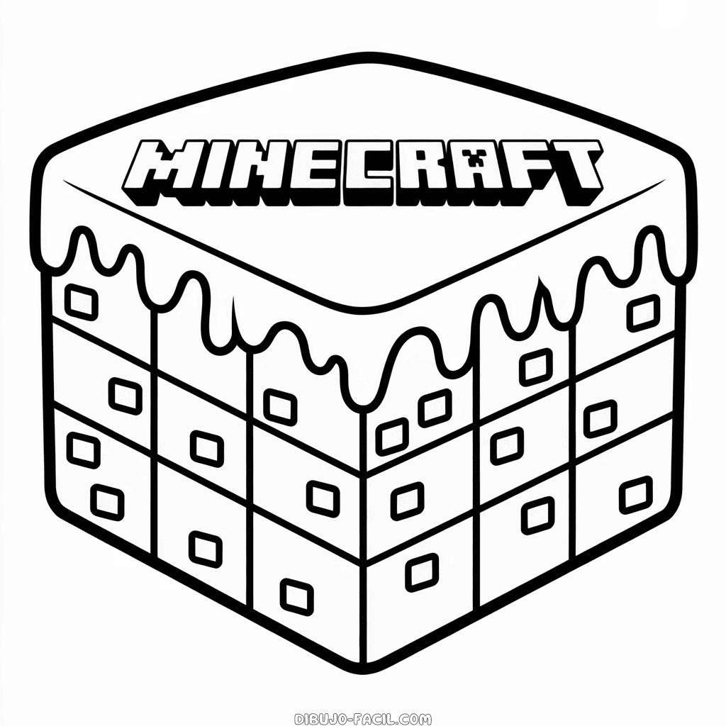 Dibujo Fácil de Pastel de Minecraft