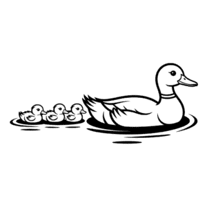 Dibujo Fácil de Pato y Patitos