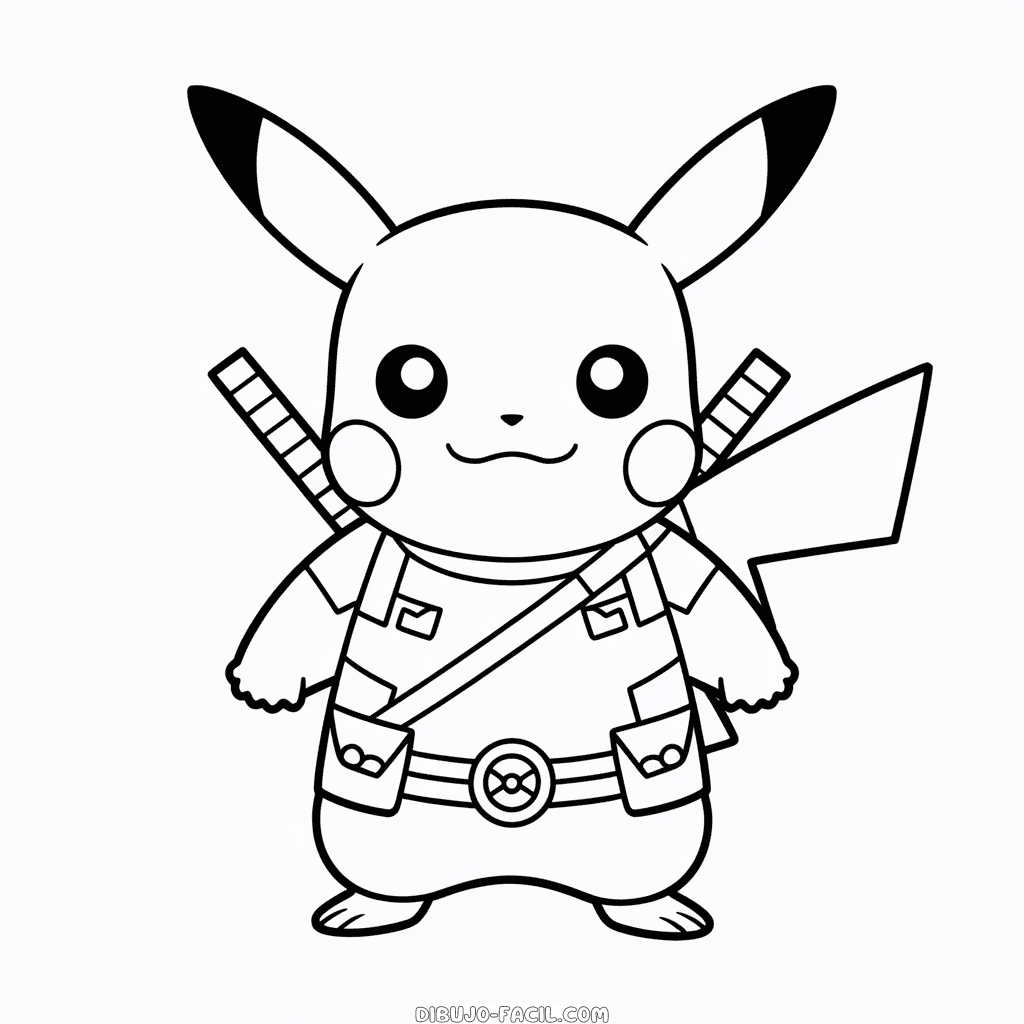 Dibujo Fácil de Pikachu Deadpool