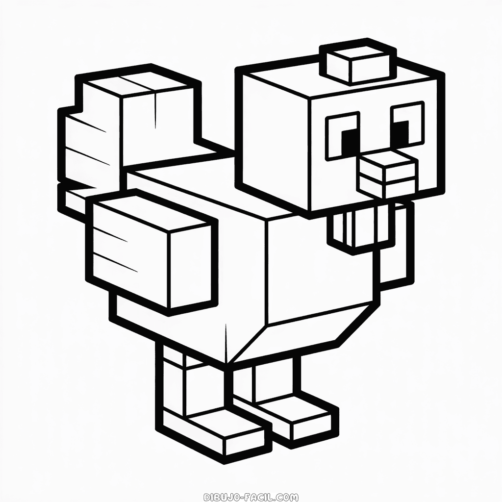 Dibujo Fácil de Pollo de Minecraft