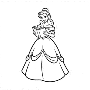Dibujo Fácil de Princesa Disney leyendo un Libro