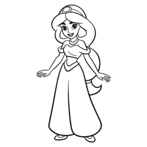 Dibujo Fácil de Princesa Jasmín Sencilla