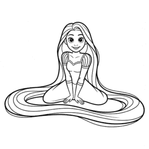 Dibujo Fácil de Rapunzel en Blanco y Negro