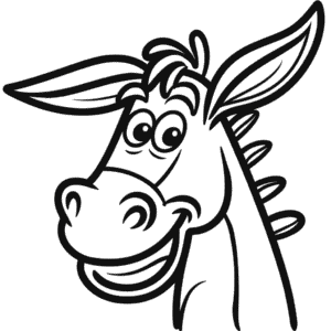 Dibujo Fácil de Rostro de Burro de Dibujos Animados