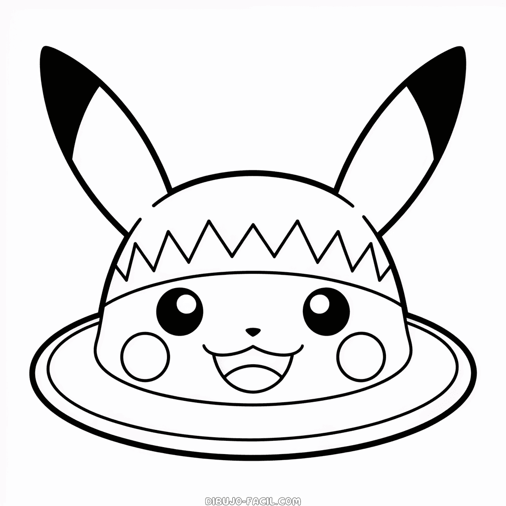 Dibujo Fácil de Sombrero de Pikachu
