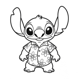 Dibujo Fácil de Stitch con Camisa Hawaiana