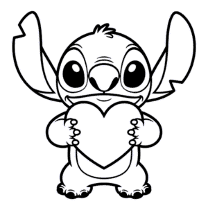 Dibujo Fácil de Stitch con Corazón