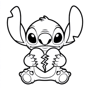Dibujo Fácil de Stitch con el Corazón Roto