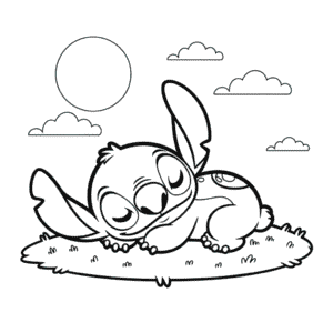 Dibujo Fácil de Stitch Durmiendo la Siesta