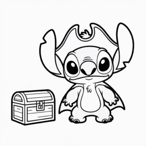 Dibujo Fácil de Stitch en Traje de Pirata