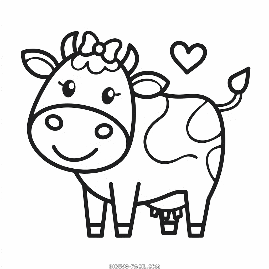 Dibujo Fácil de Vaca con lazo