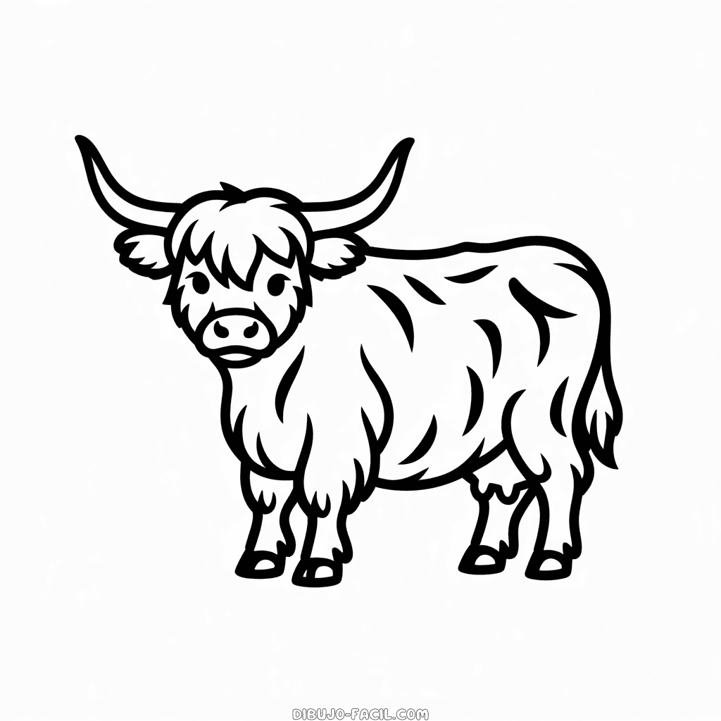 Dibujo Fácil de Vaca de las tierras altas