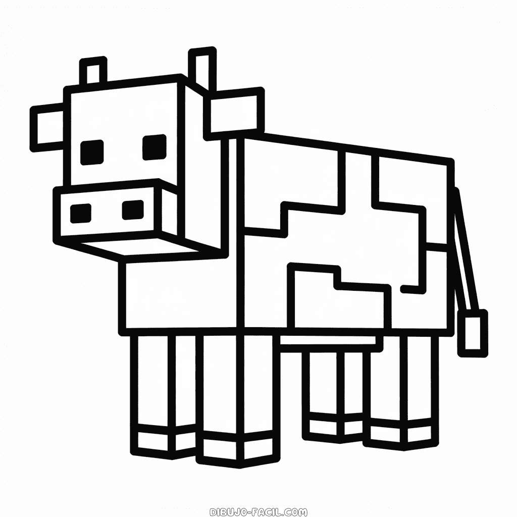 Dibujo Fácil de Vaca de Minecraft