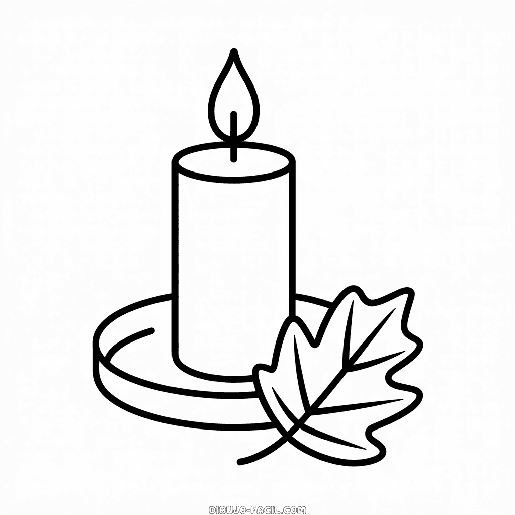 Dibujo Fácil de Vela de Otoño