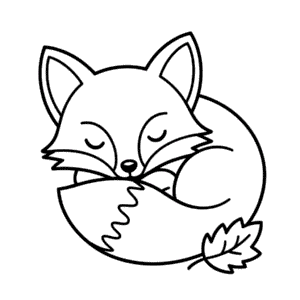 Dibujo Fácil de Zorro Lindo Durmiendo en Otoño