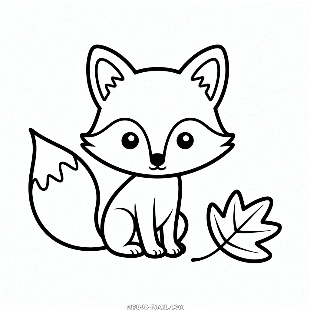 Dibujo Fácil de Zorro Otoñal Encantador